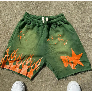 กางเกงผ้าฝ้ายผู้ชายพิมพ์ลายโลโก้ออกแบบได้ตามต้องการกางเกงขาสั้นสำหรับล้างกรดสไตล์วินเทจขนาดใหญ่ทำจากนันจูนานาชาติ - Product Image 3