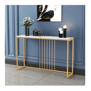 Table console luxueuse en métal de finition dorée avec le dessus pour la décoration à la maison moderne élégante et les idées de meubles d'entrée - Product Image 3