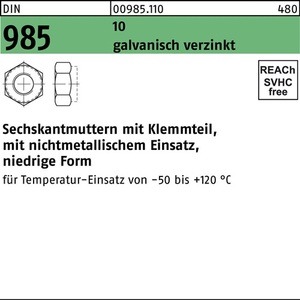 Tuerca Hexagonal DIN 985 M8-10 Electrogalvanizada, 100 Piezas - Product Image 1