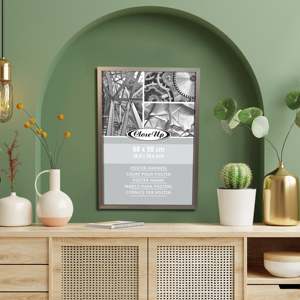 Cadre photo moderne en bois argenté 68 x 98 cm pour affiches murales - Product Image 4