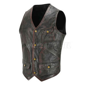 Taux de vente total Bon matériel Moto Gilet en cuir OEM Gilet de motard en cuir pour hommes 2025 - Product Image 3