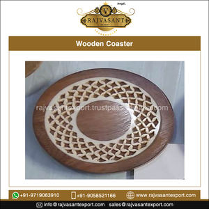 Nouvelle collection d'exportateur indien de confiance de tapis de dessous de verre en bois ronds traditionnels écologiques pour le thé et le café en vente! - Product Image 2