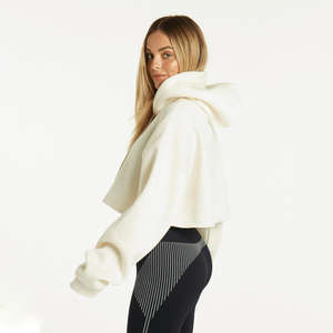 Top corto personalizado de moda para mujer, Sudadera con capucha, Jersey informal recortado de gran tamaño, tejido ligero, sudaderas transpirables antipillingpara Mujer - Product Image 6