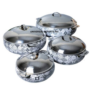 Ensemble de quatre casseroles à double paroi de qualité supérieure faites à la main Casserole de luxe nouveauté Designer nouveau chauffe-aliments en métal - Product Image 1