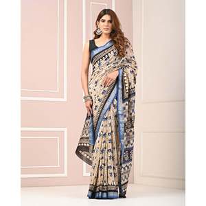 Sari Chanderi Estampado para Mujer con Blusa, Conjunto Elegante - Product Image 4