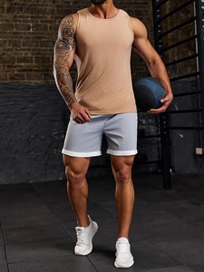 Camiseta sin Mangas para Hombre Ever Glow, Tejido Sólido de Poliéster/Algodón, Cuello Redondo, Casual, Talla Grande, Beige, Secado Rápido, Transpirable - Product Image 4