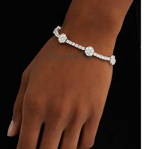 Hip Hop Jewelry 9mm 925 <b>Sterling</b> <b>Silver</b> 14k White Gold Plated VVS Moissanite Diamond Daisy on Tennis <b>Bracelet</b> For Women - Product Image 1