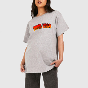 OEM/ODM T-shirt femme qualité supérieure 100% jersey de coton couleur gris chiné personnalisé sérigraphié logo t-shirt femme - Product Image 6