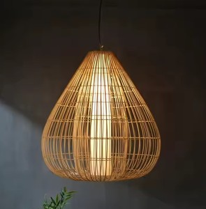Meilleur produit Abat-jour en rotin tissé à la main Lumière de tambour en bambou rustique pour le salon, l'hôtel et la chambre à coucher - Product Image 1