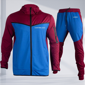 Survêtement de sport décontracté de haute qualité pour hommes, 2 pièces à manches longues, survêtement de fitness grande taille, bas d'automne et actifs - Product Image 1