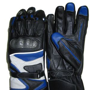 Gants de moto en cuir de vachette à doigts entiers avec protection de la paume, protection UV, isolation thermique et sangle de poignet réglable pour hommes - Product Image 4