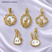 Breloques Lapin en Coquille Blanche Dorée, Pendentifs Animaux Mignons pour la Fabrication de Colliers pour Femmes, Vente en Gros pour Boutiques de Bijoux