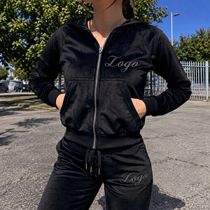 Custom 300 GSM Women's Sequined Eco-Friendly <b>Velour</b> <b>Hoodie</b> Y2K USA Fashion Brands Private Label Streetwear Collection - Product Image 1