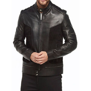 Nouvelle veste en cuir suédé noir et uni pour hommes Super doux entièrement personnalisée avec fermeture à glissière de Style fermeture à glissière avant en peau de mouton 100% d'origine - Product Image 1