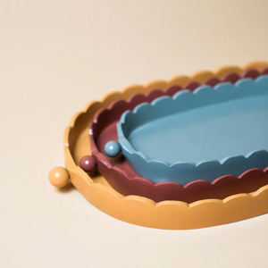 Bandeja personalizada para sala de estar, asas de cuentas únicas hechas a mano personalizadas, bandeja decorativa ovalada con bandeja de laca - Product Image 3