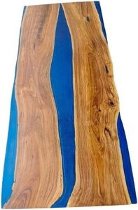 Table à manger rectangulaire moderne en résine époxy artisanale de luxe pour salon, plateau en bois d'acacia, couleur personnalisée, taille personnalisée - Product Image 4