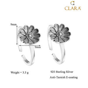 NOVAMART Fine 925 Sterling <b>Silver</b> Flower <b>Toe</b> <b>Rings</b> Pair Women's Engagement Wedding White/Black Clara Authenticity Gold Material - Product Image 3