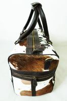 Peau de vache Polochon Cheveux sur le Cuir Voyage Sac Peau De Vache Bagages Sac avec Bretelles