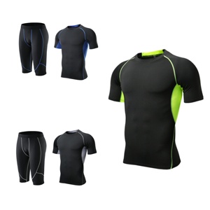 Conjunto Deportivo de Dos Piezas para Hombre, para Yoga, Fitness, Entrenamiento, Compresión, Running, con Logotipo Personalizado Bordado, Precio de Fábrica en China y Bangladesh - Product Image 1