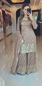 Indian Designer <b>Beautiful</b> Top Sharara Dupatta Bollywood Pakistani Party Wear Ethnic Salwar Suit Dress designer Sharara suit - Product Image 2
