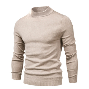 Suéteres de cuello alto informales para hombre Jersey delgado y cálido de calidad con logotipo frontal Diseño de cuello de tortuga de color sólido de talla grande para invierno - Product Image 4