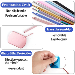 ชุดเครื่องมือแต่งขนตาสแตนเลส3ชิ้น, อุปกรณ์แต่งหน้ากระจกขนาดใหญ่แหนบปลายแหลมสำหรับตรวจขนตาปลอม - Product Image 3