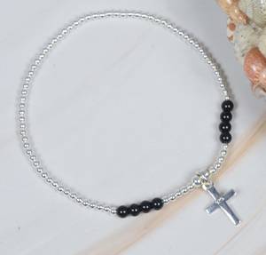 Top Selling Product 925 Sterling <b>Silver</b> Natural Black Onyx Gemstone Round Shape <b>Bracelet</b> Handmade Jewelry Wholesale Suppliers - Product Image 1
