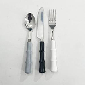 Ensemble de vaisselle racontant des histoires ensemble de couverts à poignée en résine de cinq couleurs expérience de consommation avec LOGO personnalisé ensemble de couverts de vaisselle - Product Image 6