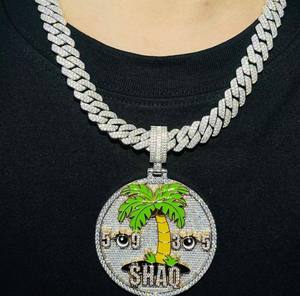 Sarva Jewels - Colgante Personalizado con Letra M Chapado en Oro, Corte de Diamante VVS, Estilo Hip Hop, Colgante de Moissanita para Hombre - Product Image 6