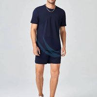 Conjunto de 2 Piezas para Hombre, Camiseta y Pantalones Cortos, Estilo Casual de Verano, Ropa Diaria, Transpirable, de Algodón, Estilo Hip Hop Urbano