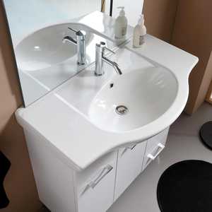Meuble de salle de bain sur pied de 85 cm avec lavabo et miroir de 80x110 cm, lampe Ravenna incluse - Ensemble de salle de bain - Product Image 3