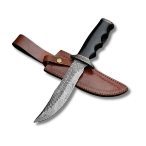 Cuchillo Bowie de alta calidad hecho a mano, hoja de acero de Damasco, mango de Micarta, OEM personalizable, precio bajo, cuchillos de supervivencia para acampar, cuero - Product Image 1