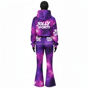 Sweat à capuche court en polaire de polyester de haute qualité pour femmes, imprimé galaxie, 300 GSM, avec logo personnalisé, survêtement, taille plus - Product Image 2