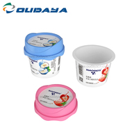 100ml 3oz venta al por mayor personalizado Deisn IML impreso PP plástico helado yogur pudín taza con tapa y cuchara