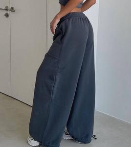 Ensembles de survêtements avec logo personnalisé Ensemble de vêtements de survêtement pour femmes Ensemble de pantalons de survêtement et de hauts 100% coton délavés à l'acide - Product Image 4