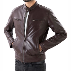 Veste pour hommes vestes pour hommes veste en cuir respirant Style Punk imperméable en cuir véritable fourrure décoration fermeture éclair hiver - Product Image 2