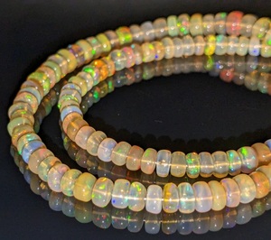 15-Inch Ethiopian Welo Fire <b>Opal</b> Bead <b>Necklace</b> 100% Natural High Quality 5-6mm Smooth <b>Opal</b> Bead Customizable Personalized - Product Image 2