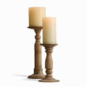 Portavelas de Madera Natural Hechos a Mano con Pedestal Tallado en Espiral para Decoración Rústica del Hogar - Product Image 3