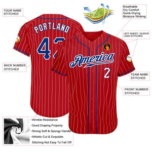 Maillot de baseball authentique personnalisé à fines rayures blanc royal - Product Image 2