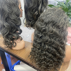 Perruque en cheveux naturels gris, best-seller, perruque en dentelle moyenne, perruque bouclée pour femmes, style doux, fournisseur de cheveux bruts - Product Image 5