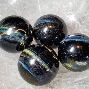 Esfera de Ojo de Tigre Azul y Amarillo Natural al por Mayor, Bola de Ojo de Tigre Pulida con Reflejos Azules para Decoración del Hogar - Product Image 3