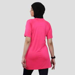 Équipé personnalisé de haute qualité islamique modeste vêtements de sport vêtements actifs musulman long haut ample entraînement col en V t-shirt pour les femmes - Product Image 3
