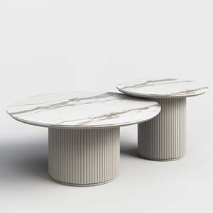 Bruil Modern Nesting <b>Coffee</b> <b>Table</b> Convertible Movable Living Room Furniture with Adjustable Height Durable <b>Set</b> for Home Use - Product Image 1