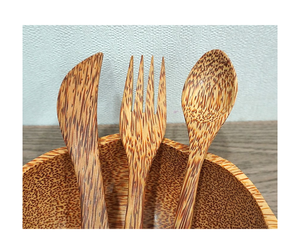 Reusable Eco Friendly Wooden Wholesale Travel Spoon Forks and Knives <b>Cutlery</b> <b>Set</b> - Product Image 1