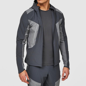 Nueva sudadera cortavientos transpirable con capucha y cremallera reflectante con logotipo personalizado, chaqueta con capucha tejida de talla grande para hombre - Product Image 2