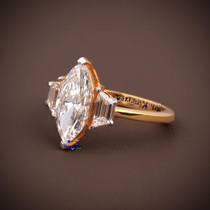 À la mode Vente Chaude 14KT Or Jaune Marquise Coupe VVS Moissanite Diamant Bague De Mariage Bijoux De Mode Pour Les Femmes - Product Image 2