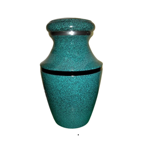 Urna Funeraria de Metal Premium Hecha a Mano, de Aluminio de Lujo con Acabado Azul Cielo Mate y Detalles Grabados de Hojas Negras. - Product Image 4