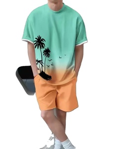 Camiseta de Verano para Hombre, con Estampado Tropical Degradado, Cuello Redondo, Manga Corta, Estilo Urbano - Product Image 1