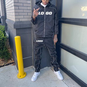 ชุดวอร์ม2ชิ้นสำหรับผู้ชายชุดวอร์มกางเกงไนลอนและมีฮู้ดทรงหลวมชุดกันลมออกแบบได้ตามต้องการ - Product Image 4