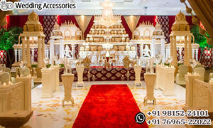 Moderno Mandap Jharonkha Blanco para Bodas, Mandap de Fibra para Bodas Indias Fusion, Glamoroso Mandap Rajwada para Ceremonia de Boda Hindú en Canadá - Product Image 6